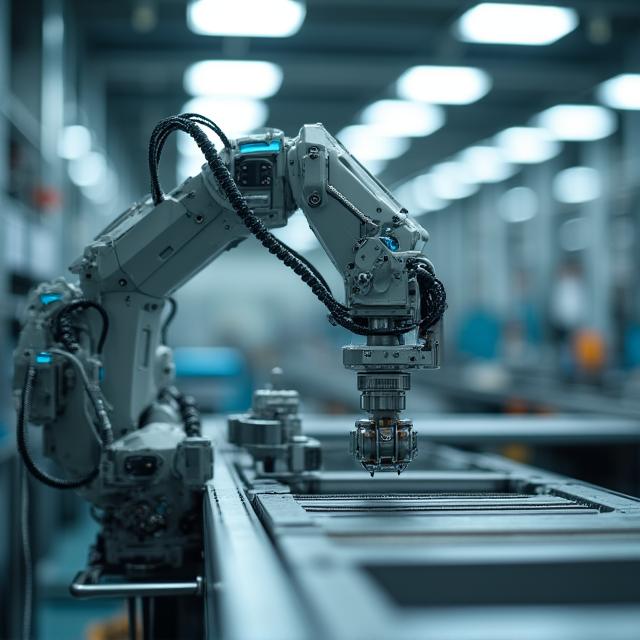 精密な動作を行う最新の自律型産業用ロボットアーム